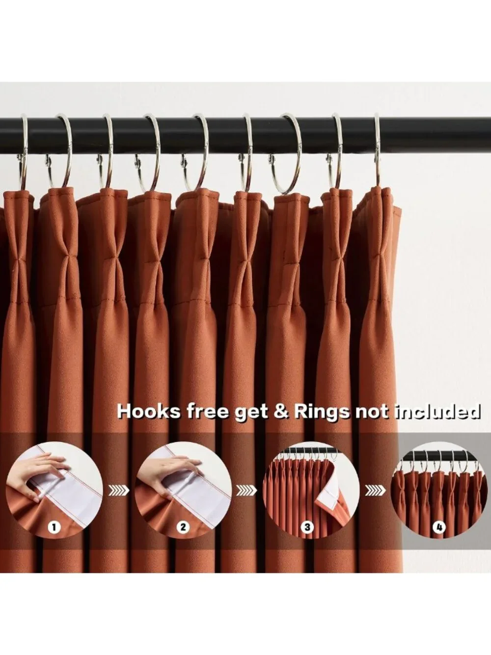 Vintage Copper Burnt Orange Pinch Pleated Blackout Curtains, 2 Panels, 84